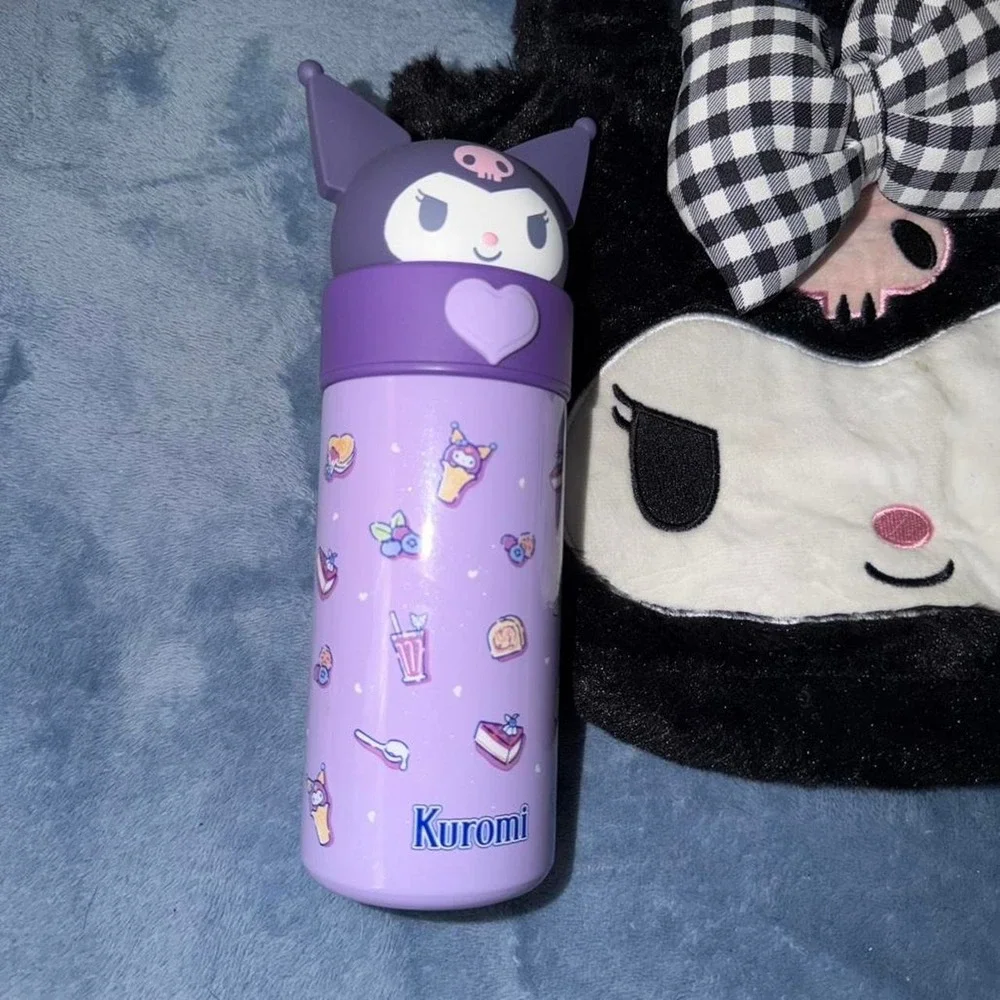 Kuromi Sanrio water bottle and pen set